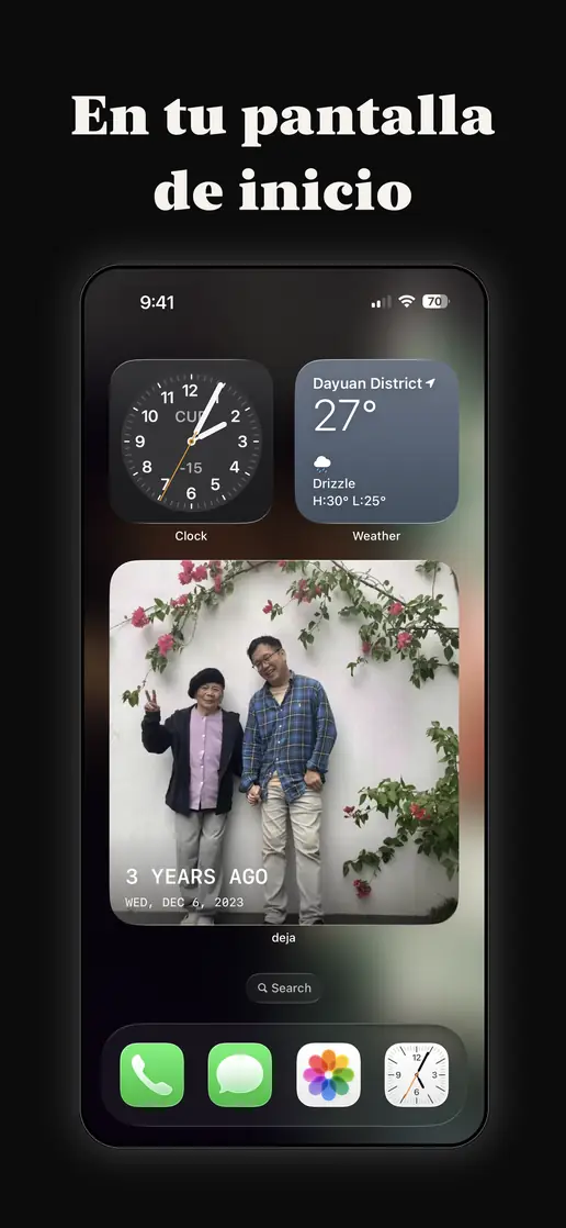 El widget de deja en la pantalla de inicio del iPhone
