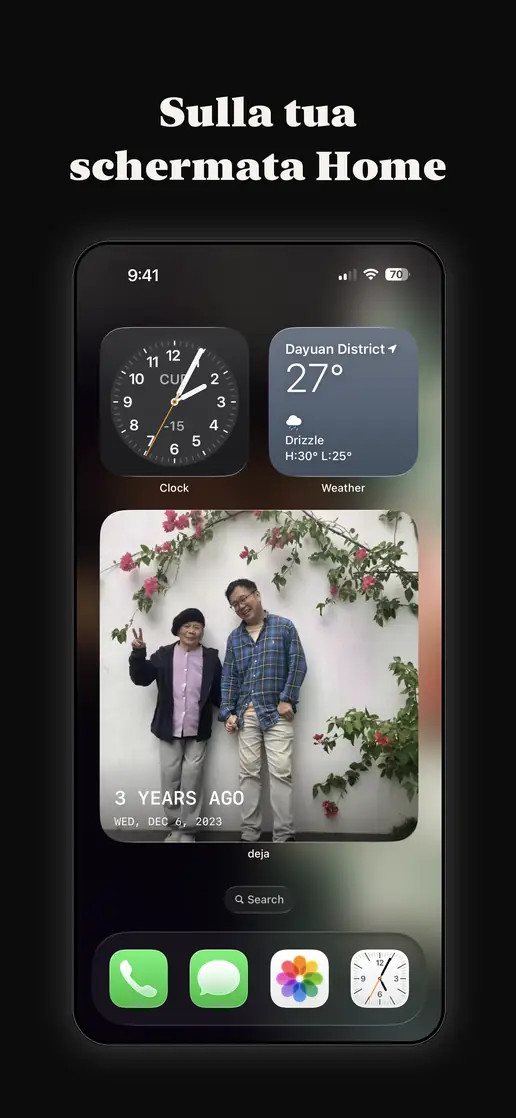 Il widget di deja sulla schermata Home dell'iPhone