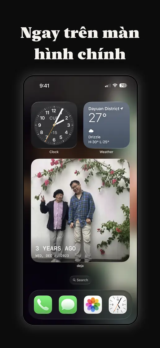 Widget của deja trên Màn hình chính iPhone
